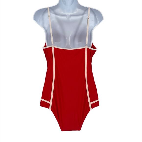 Classic Women One Piece Swimsuit in Red and White Size Small - Picture 4 of 5